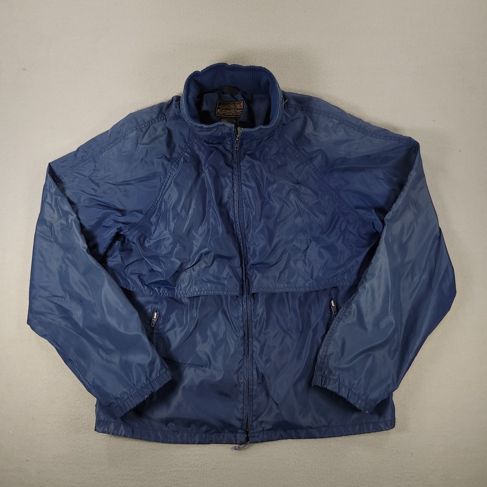 Vintage Eddie Bauer Jacket Men's L Blue Nylon Windbreaker Full Zip Hooded